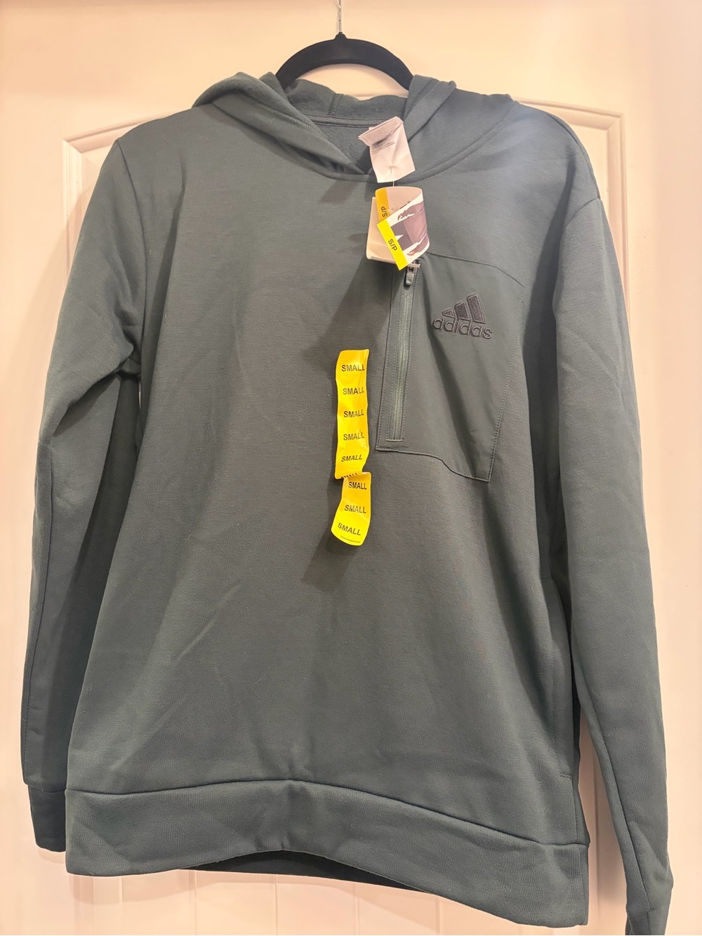 adidas Forest Green Half-Zip Pullover with Embroidered Logo